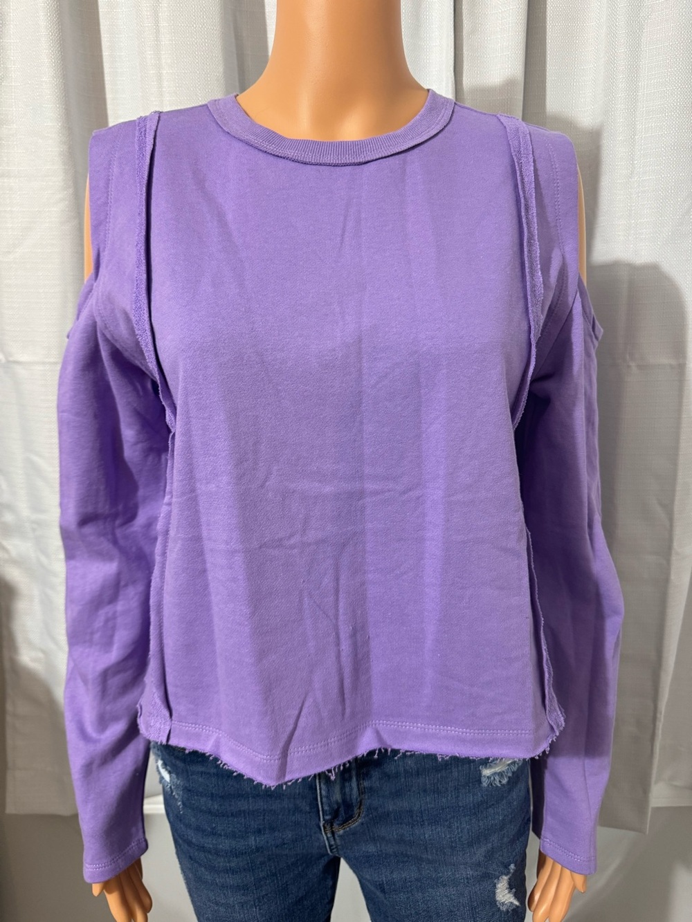 Cool Easel size S purple cold shoulder pullover sweatshirt new